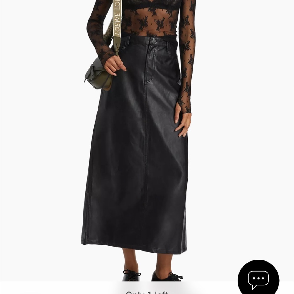 Free People Black Faux Leather Midi Skirt - Size 4